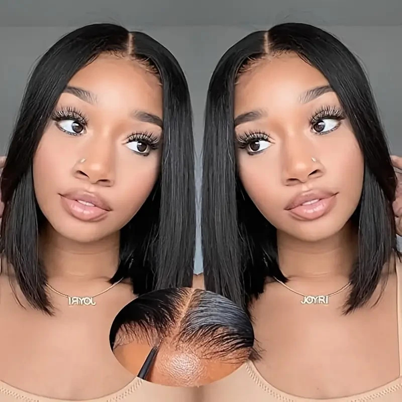 Wear and Go Glueless Bob Wig Human Hair Pre Plucked Pre Cut 4×4 Lace Front Wigs
