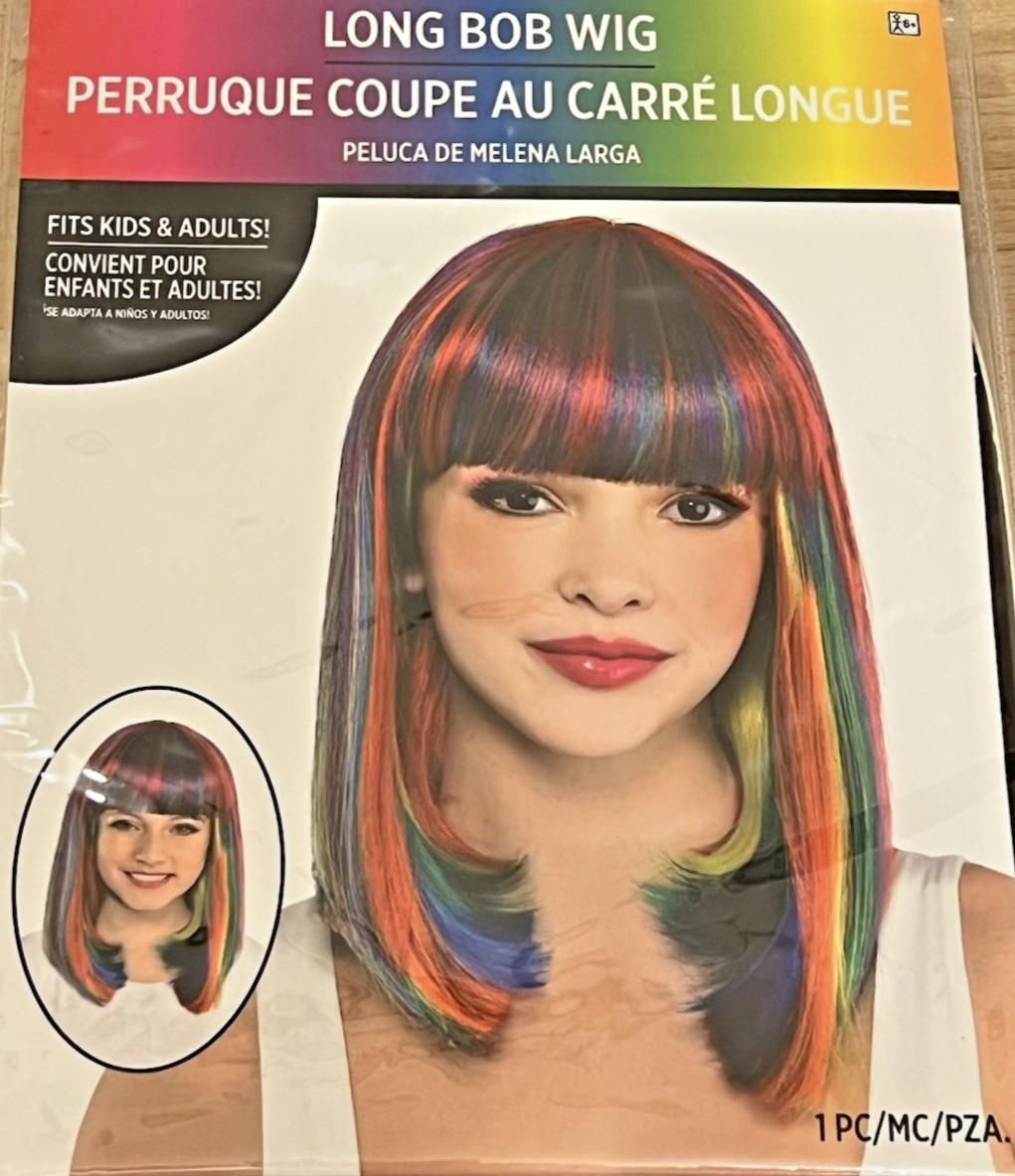 Women’s Multi Color Red Long Bob Wig Adjustable Cap Hair Care Girls Beauty New