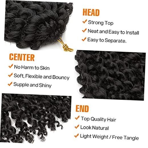 Passion Twist Hair Water Wave Crochet Braids for Black 8 Inch (Pack of 6) 1B