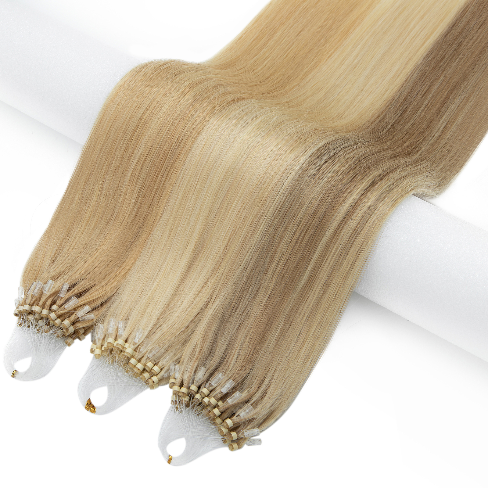 300 Strands Stick Pre Bonded Micro Loop Ring Remy Human Hair Extensions Balayage