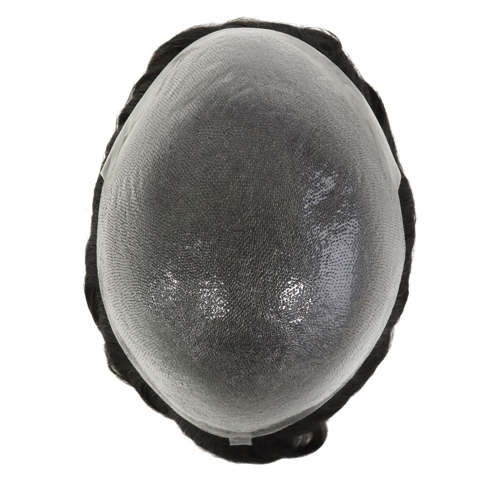 Toupee for Men Human Hair System 0.05mm Thin Skin Dark Brown Hair Pieces #2