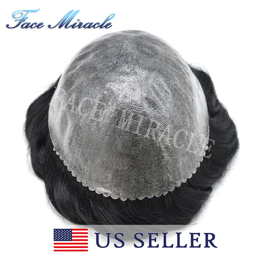 Full PU Toupee for Men Human Hair Replacement Systems Thin Skin Mens Toupee Wigs