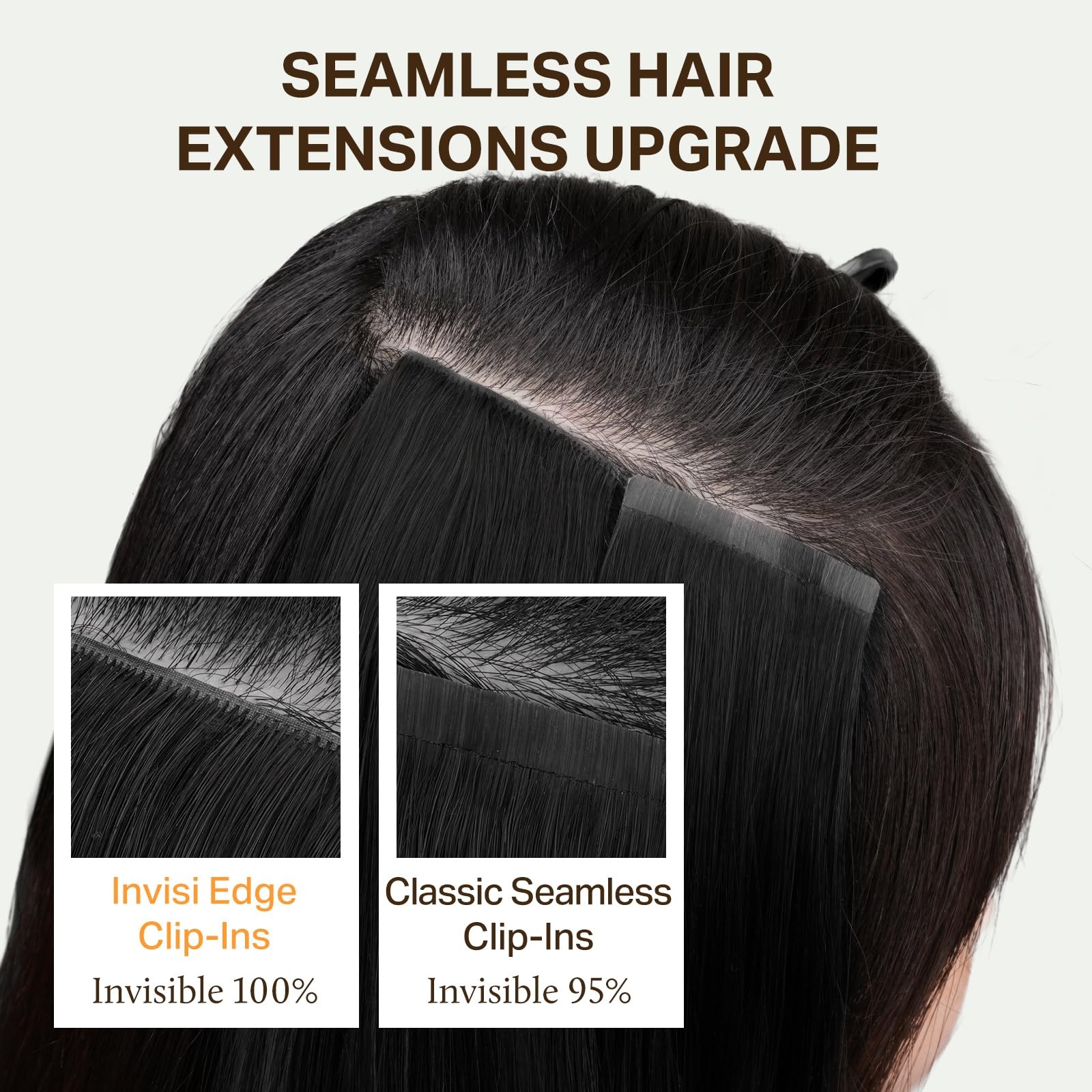 Doores Clip In Hair Extensions Real Human Hair 16 Inch 130G 7Pcs Invisible