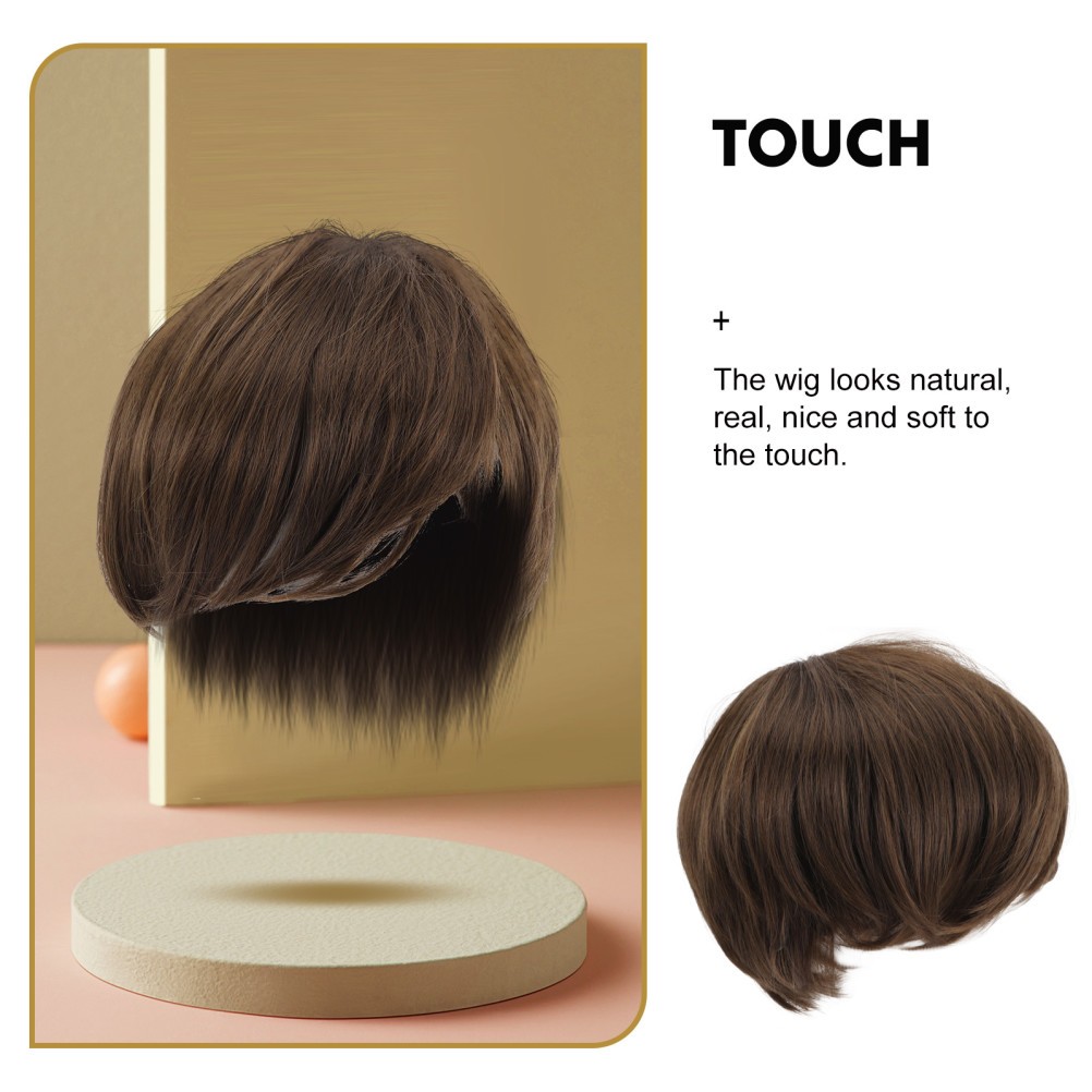 Dark Brown Men Short Synthetic Wig High Temperature Fiber Cosplay Use