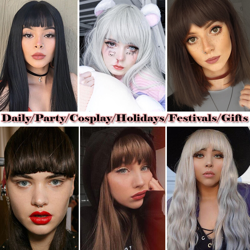 Clip in on Fringe Neat Bangs Thin & Thick As Human Hair Extensions Hairpiece US