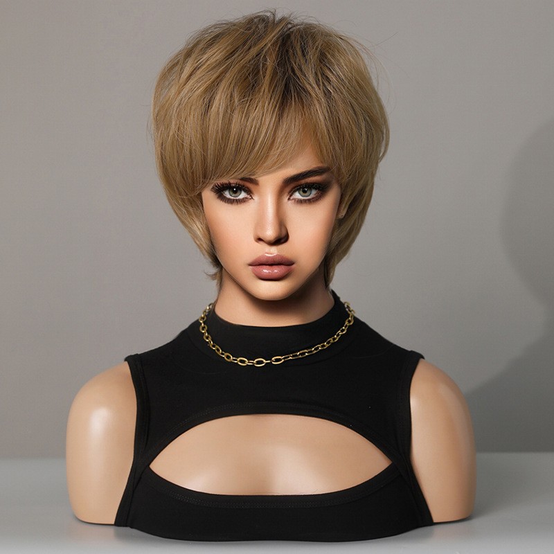 Short Bob Neutral Synthetic Full Wig Heat Resistant Natural Looking for Women