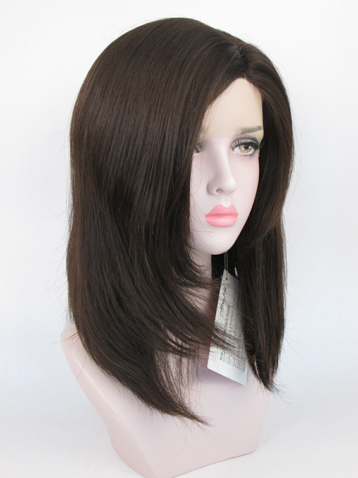WOMENS LACE FRONT SHOULDER-LENGTH STRAIGHT HAIR LAYERED WIG W/ NO BANGS LINDSEY