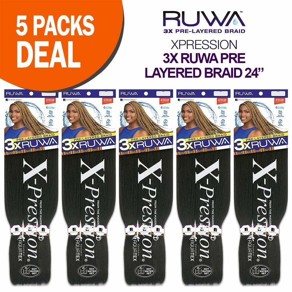 *Multi Pack* Sensationnel X-Pression Kanekalon Braid – 3X RUWA Pre-Stretched 24″