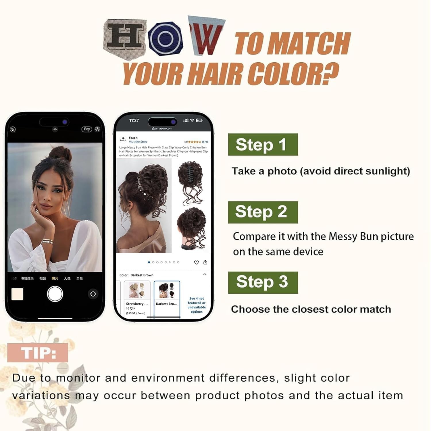 Secure Claw Clip Messy Bun Extensions – Soft Wavy Curly Hair Piece in Dark Brown
