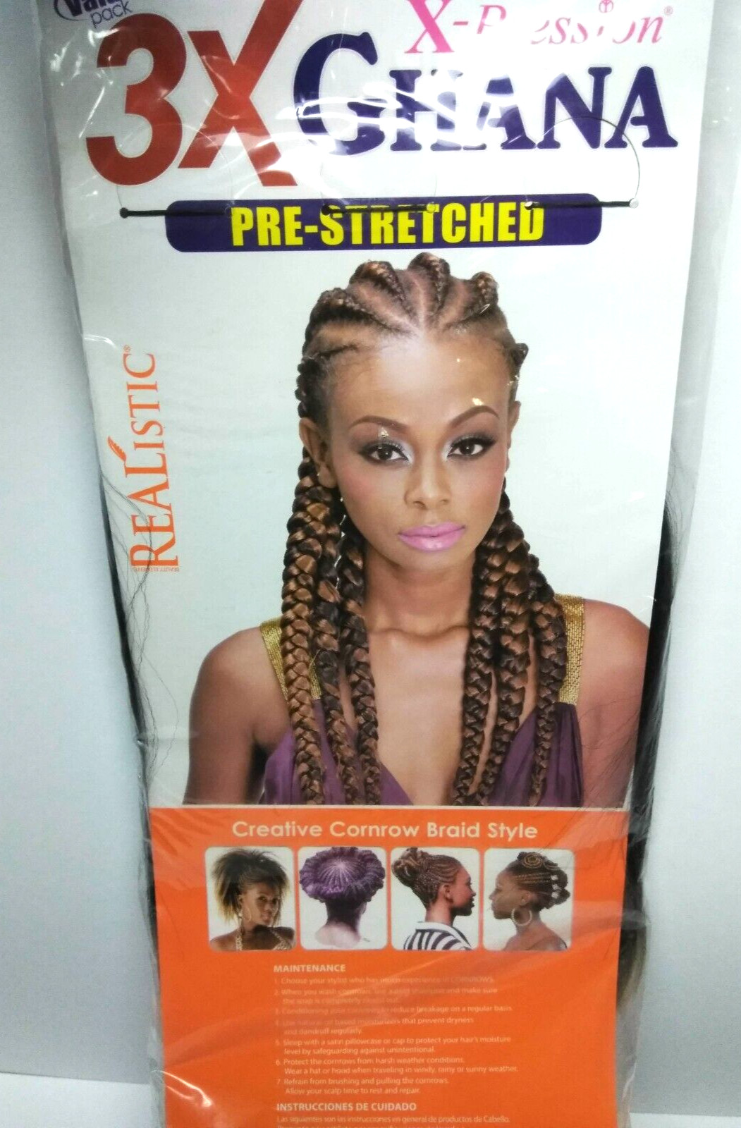X-Pression 3x Ghana Pre-Stretched 50” Braiding Hair 100% Kanekalon 3-Pack T18613