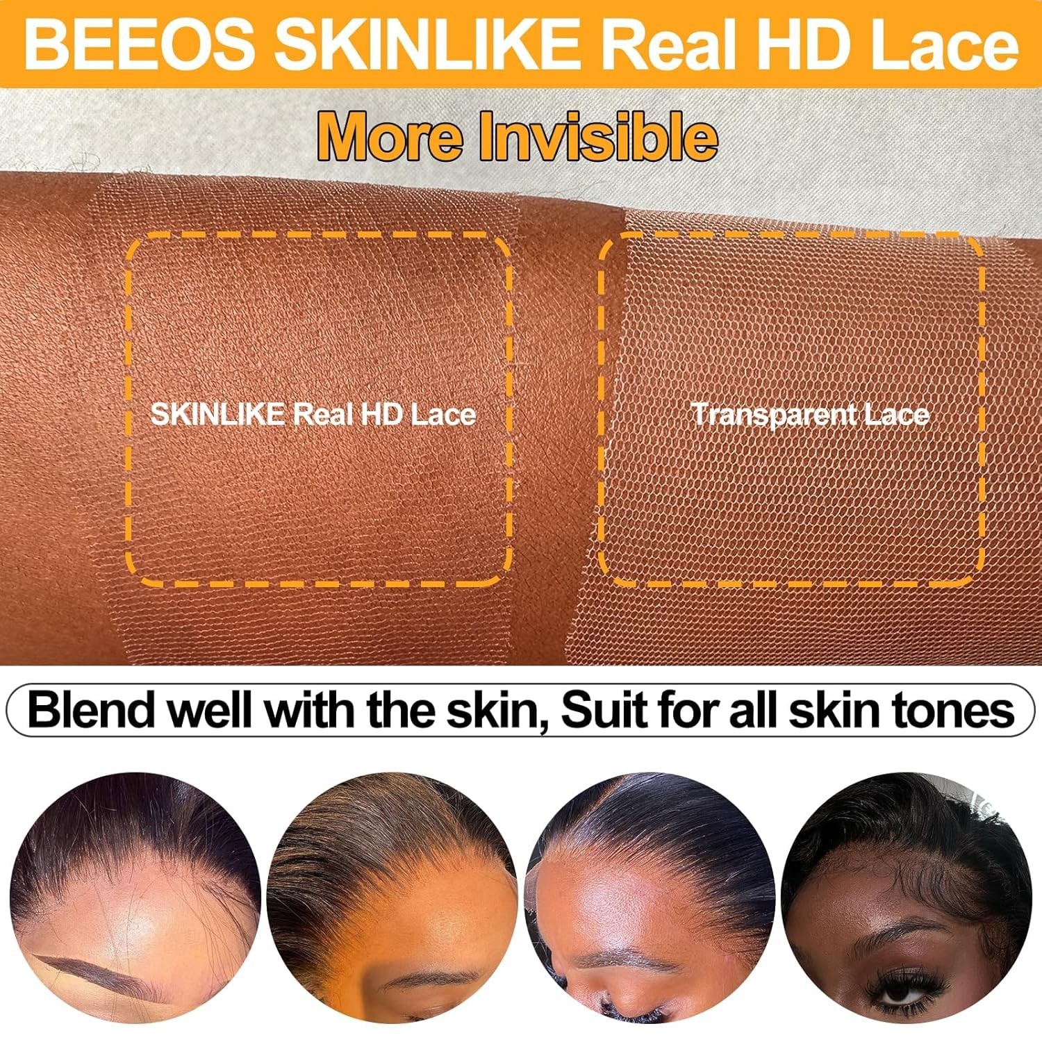 Beeos Yaki Straight 5X5 Skinlike Real Hd Lace Closure Pre-Plucked Bleached