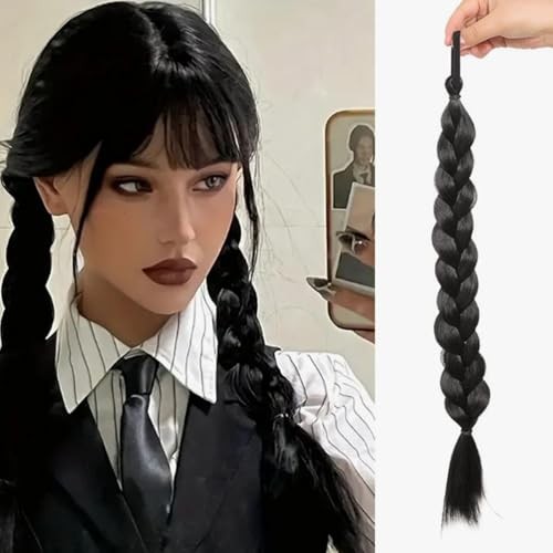 2Pcs Braided Ponytail Extensions with Hair Ties Soft Synthetic Hair Pieces