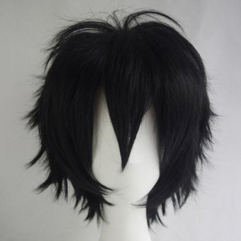 Unisex Short Cosplay Black Hair Wig Women Men Male Fluffy Straight Pixie Wigs…