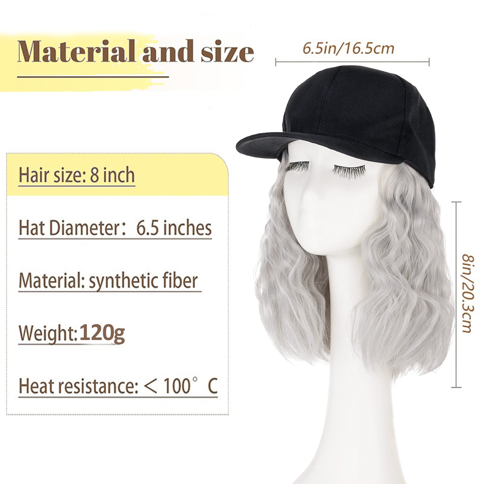Women long Wavy Wig Baseball Cap With Synthetic Hair Adjustable Dad Hat Natural