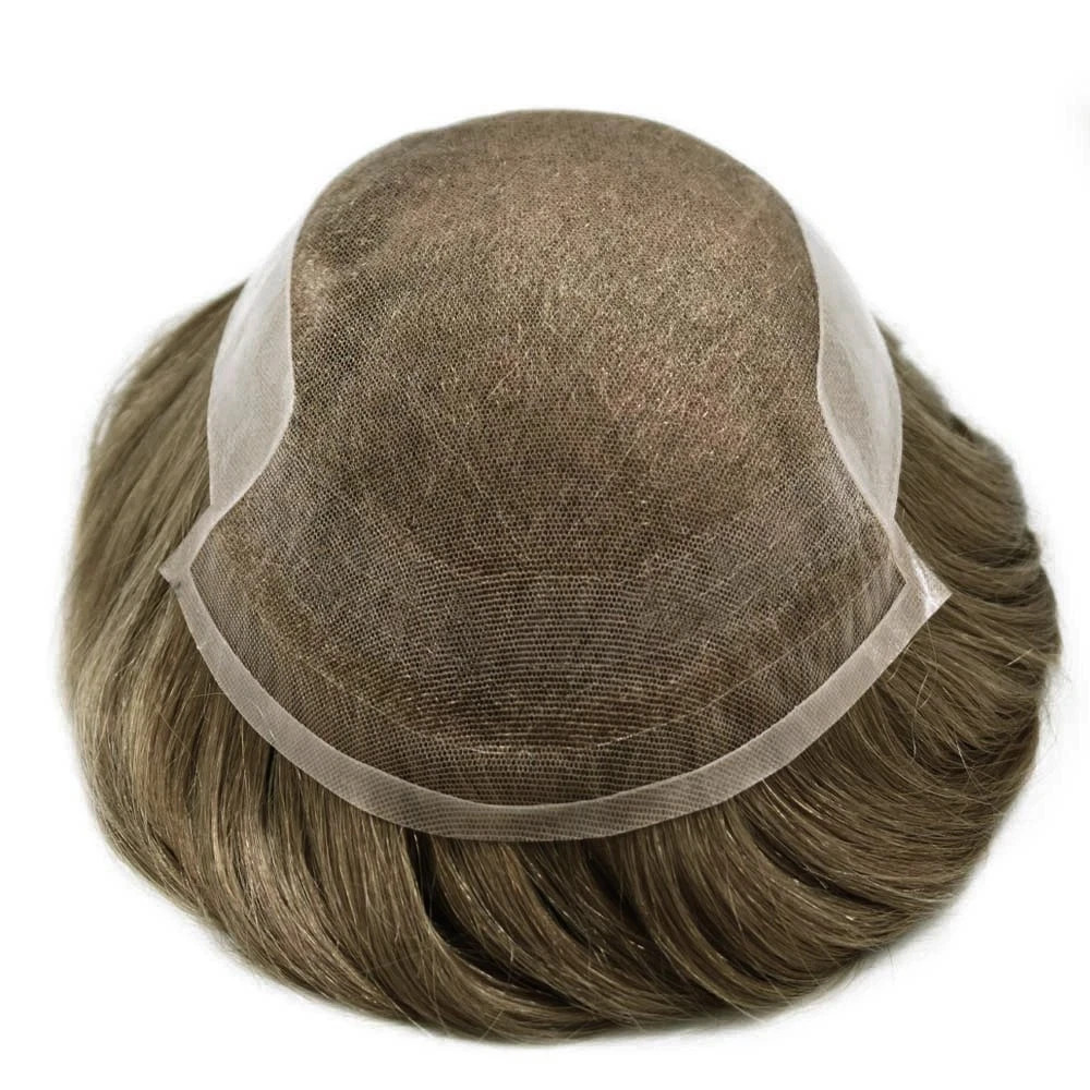 French Lace Front Mens Toupee Hairpiece Human Hair Replacement System Natural