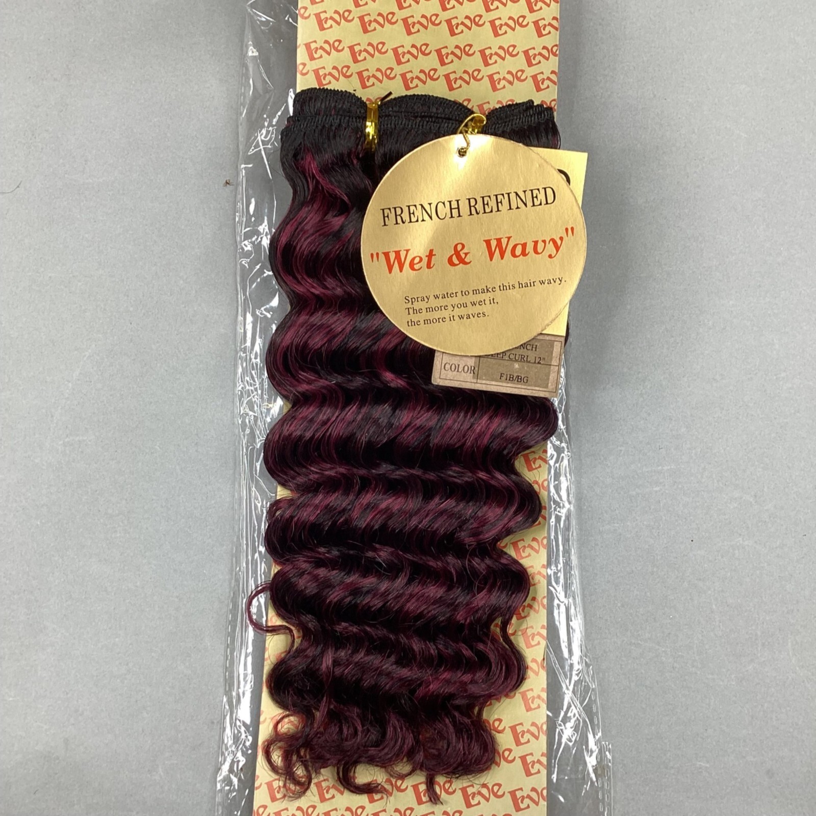 12” French Deep Curl #F1B/BG Black & Burgundy 100% Human Hair Track Extensions