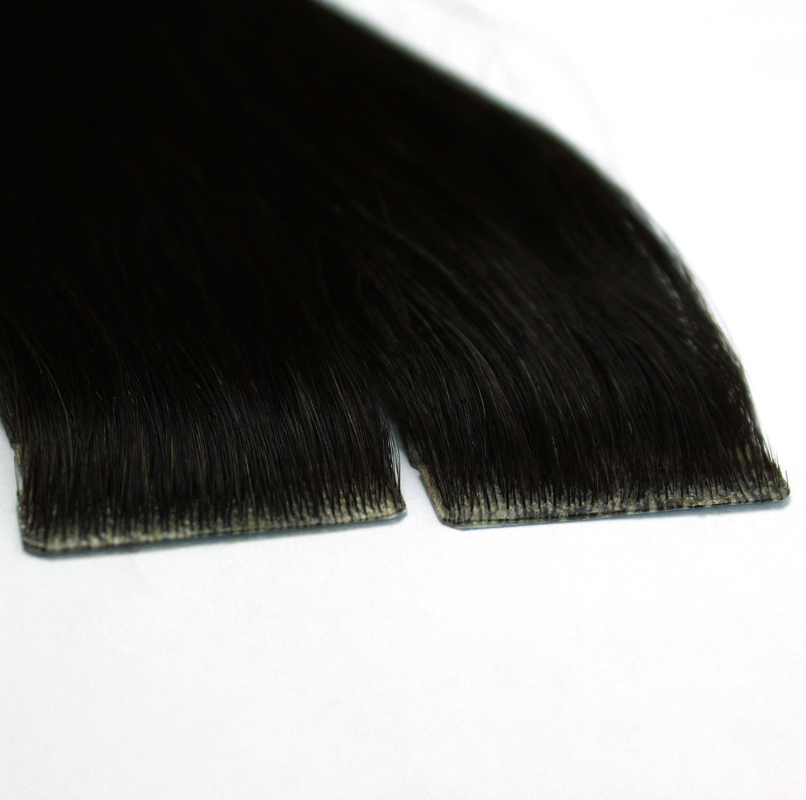 Tape In PU Machine Injected Invisible Seamless Remy Human Hair Extensions Black