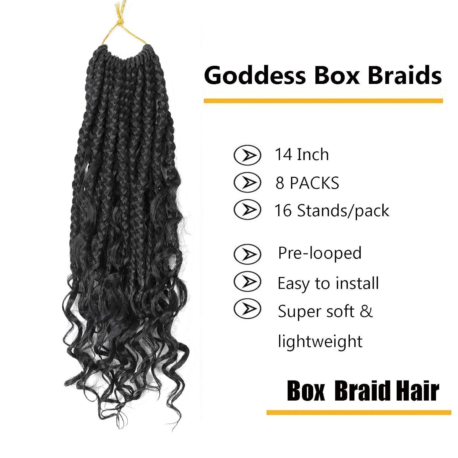 Goddess Box Braids Crochet Hair – 14 Inch, Curly Ends, 8 Packs