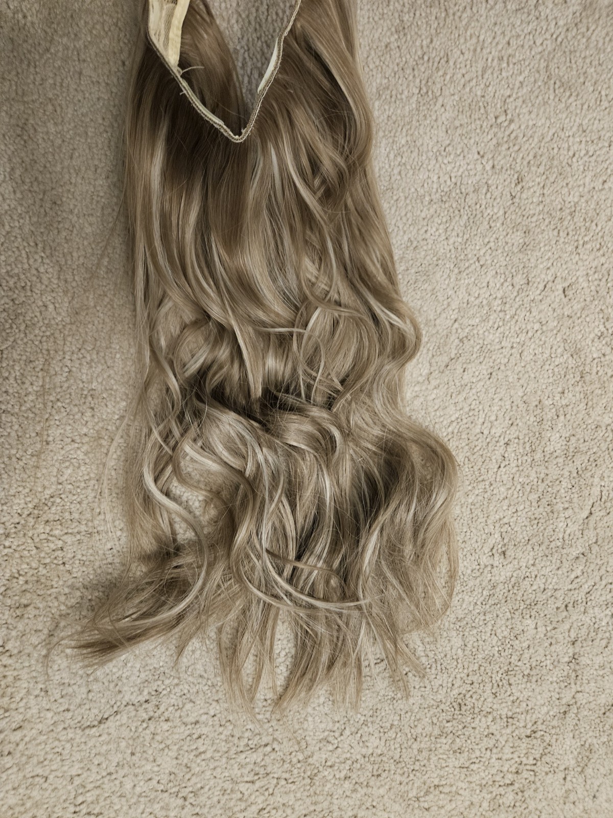 BEAUTIFUL Creamy BEIGE Blonde Hairpiece Invisible Extensions Wavy Hair