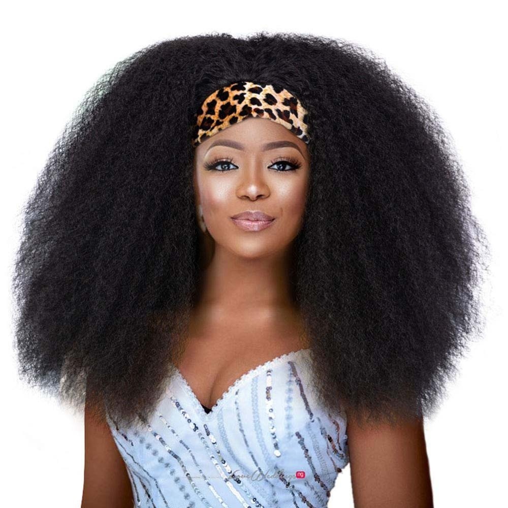 Headband synthetic afro kinky straight hair wig 14inches and 18 inches