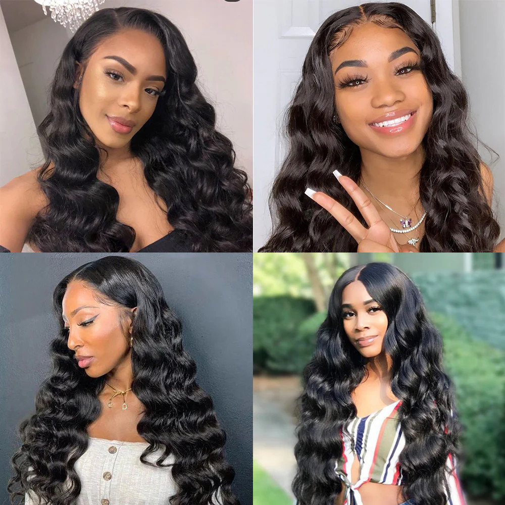 28 Inch Human Hair Lace Front Wig Loose Wave 13×4 Lace Frontal Wig for Women New