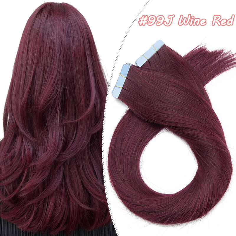 Invisible Tape In Real Remy Human Hair Extensions Skin Weft Ombre Balayage Hair