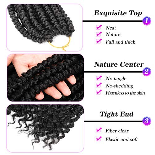 Pre Spring Twist Crochet Hair Senegalese Crochet Braids 12 Inch (Pack of 6) #1B