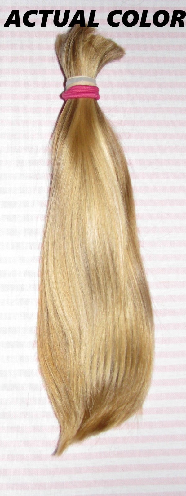 HUMAN HAIR HAIRCUT 12 INCH 2.6oz THICK BLONDE BLEND PONYTAIL REBORN DOLLS T43