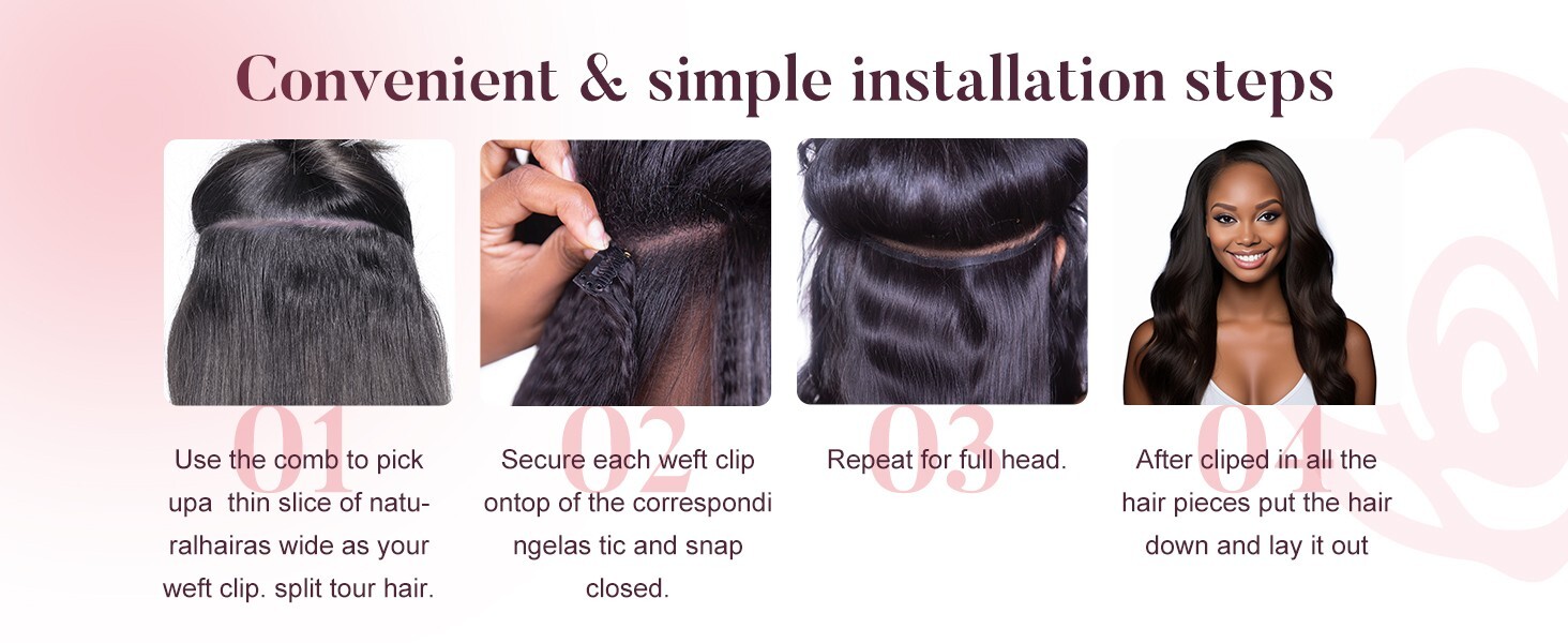 Seamless PU Clip in Hair Extensions Human Hair Body Wave 7pcs 110g 16 Inch 1B