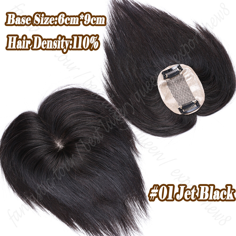 Hand-Tied 100% Remy Human Hair Clip In/On Women Topper Hairpiece Wig Mono Base