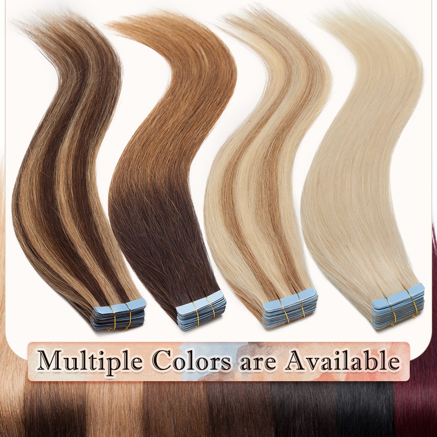 Skin Weft 20PCS Balayage Russian 100%Real Tape in Remy Human Hair Extensions USA