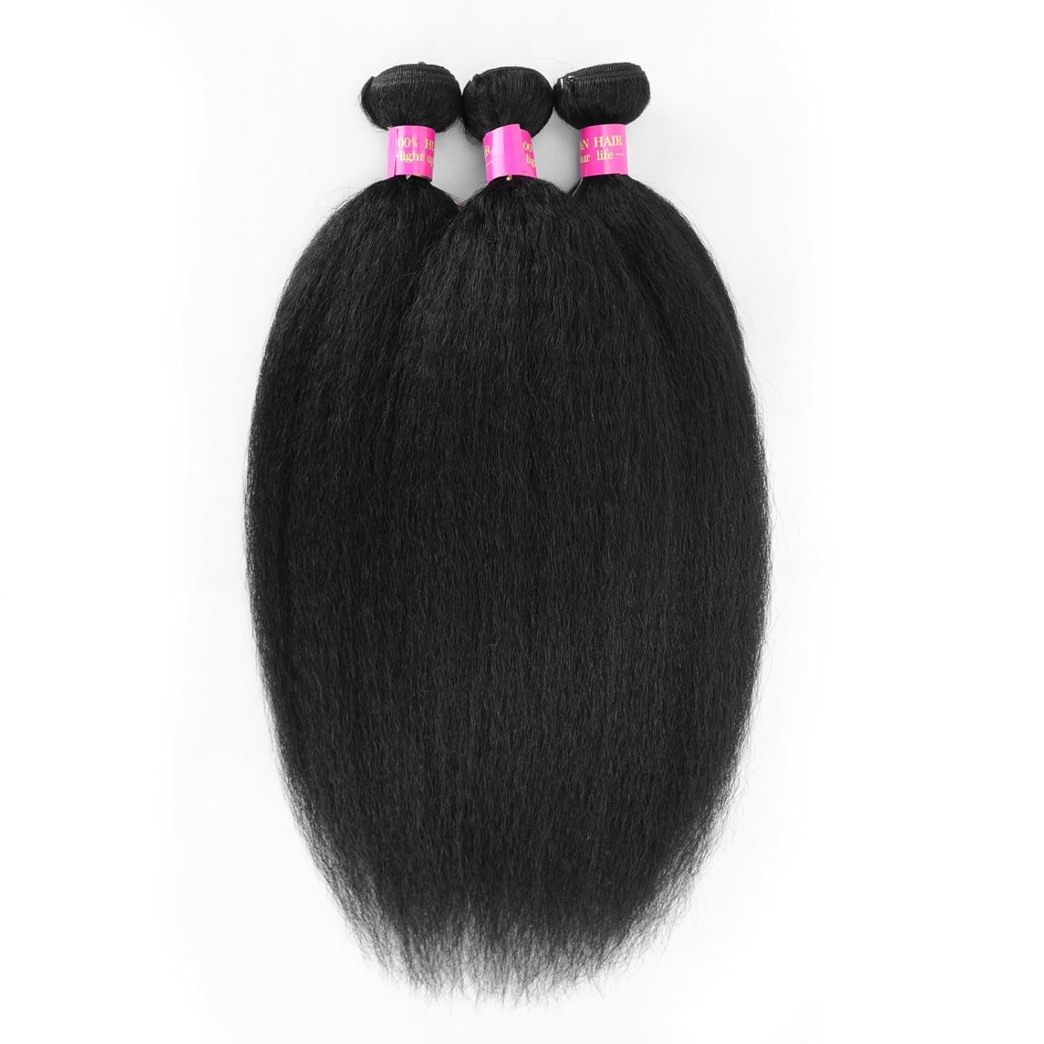 Kinky Straight 100% Human Hair Extensions 3 Bundles 300g Itial Yaki Hair Weft