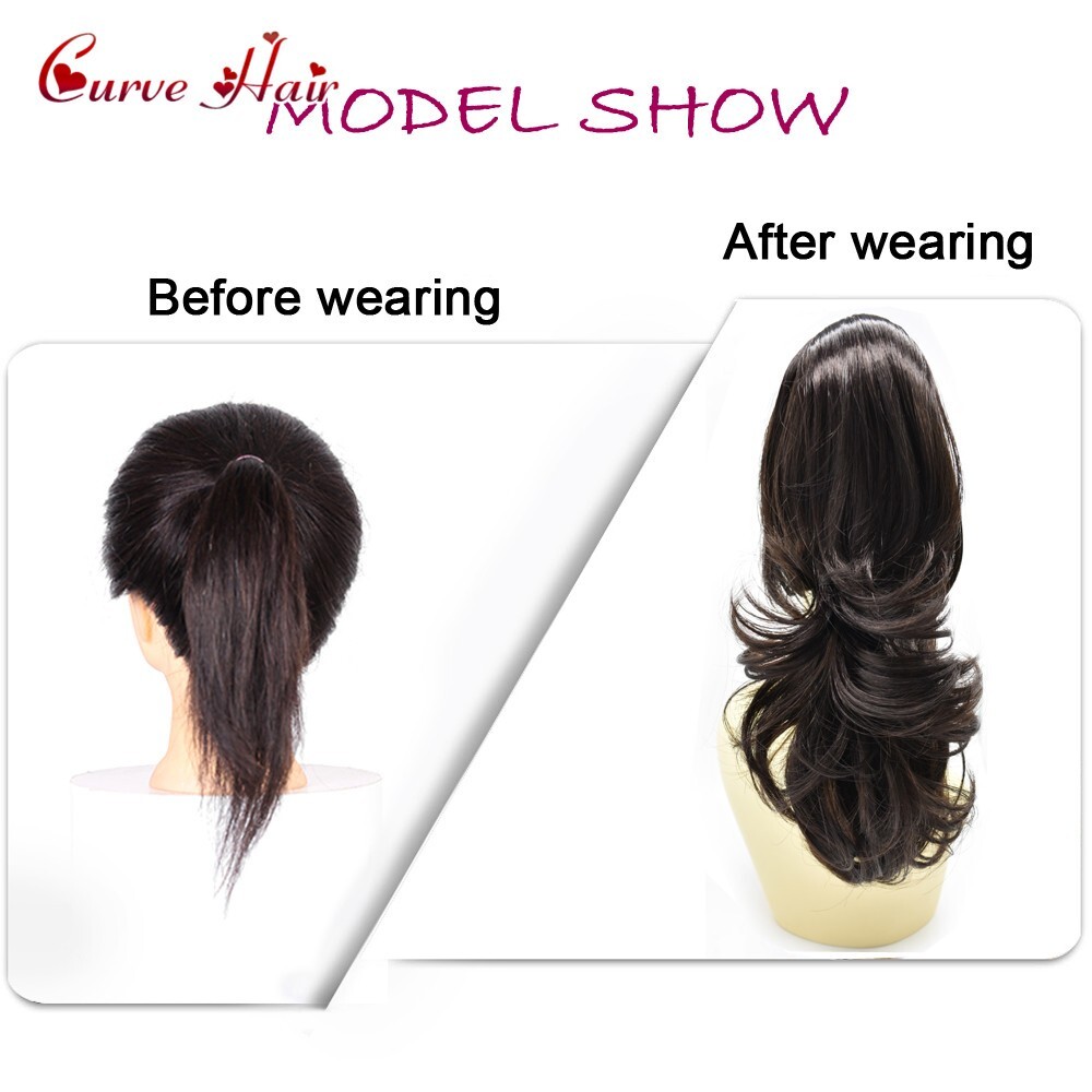 Women Ponytail 22″ Long Wavy Hair piece Claw Clip In Ponytaill Extension Synthet