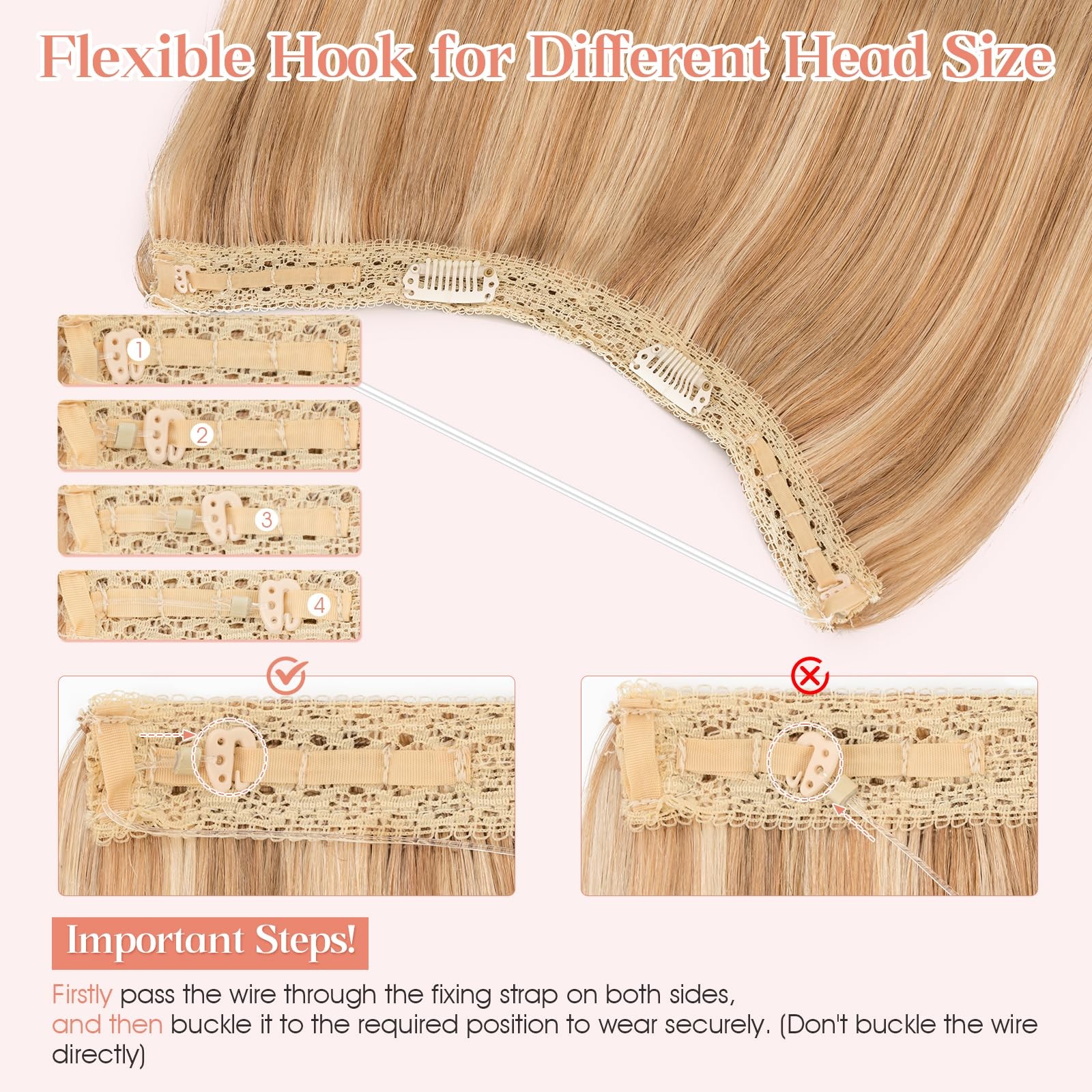 Hairro Halo Wire Hair Extensions Human Hair Fish Line Invisible In Extensions
