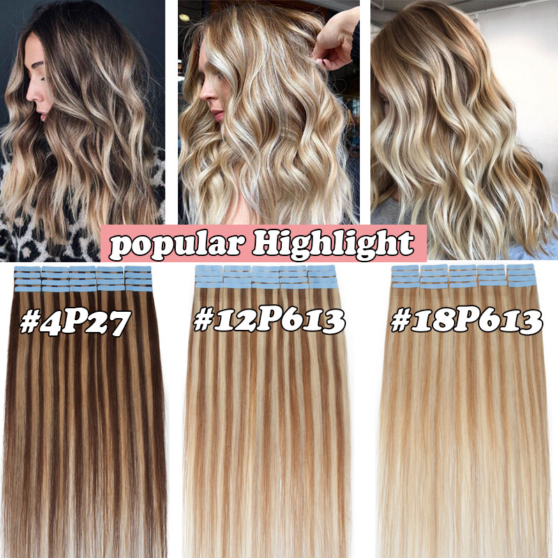 Thick Tape In Remy 100% Real Human Hair Extension Full Head Skin Weft/100g Brown