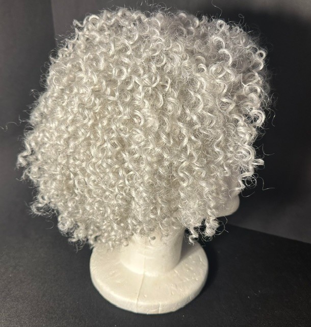 Femi Collection Grey Tight Curl Wig / 100% Synthetic / Non Flammable Fiber