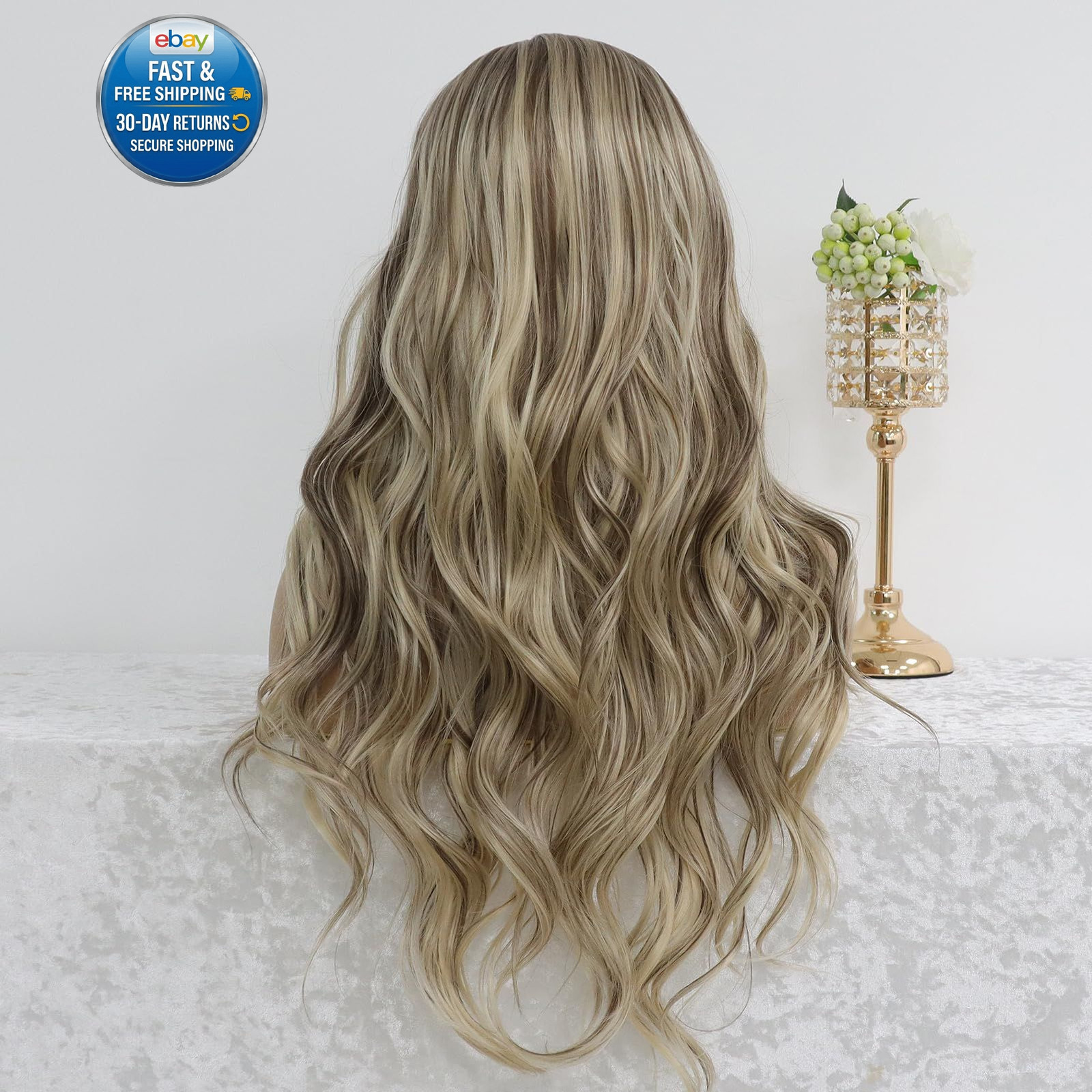 Highlight Ash Blonde Lace 150 Density, F22-Ash Wavy 24″