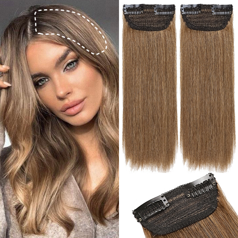 Short Hair Pad Invisible Clip In Real Remy Human Hair Extensions One Piece Brown