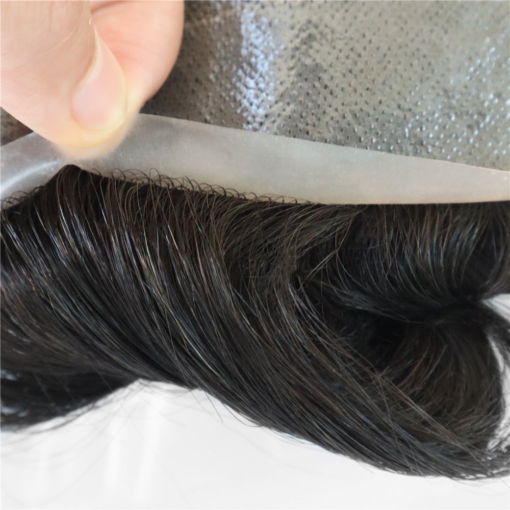 Toupee for Men Human Hair Replacement System French Lace Poly Skin Hair Pieces