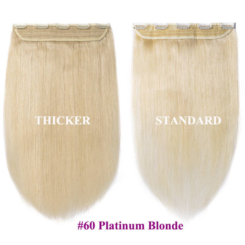 8″-24″ Body Wave One Piece Thick Clip In Real Human Hair Extension 3/4 Full Head