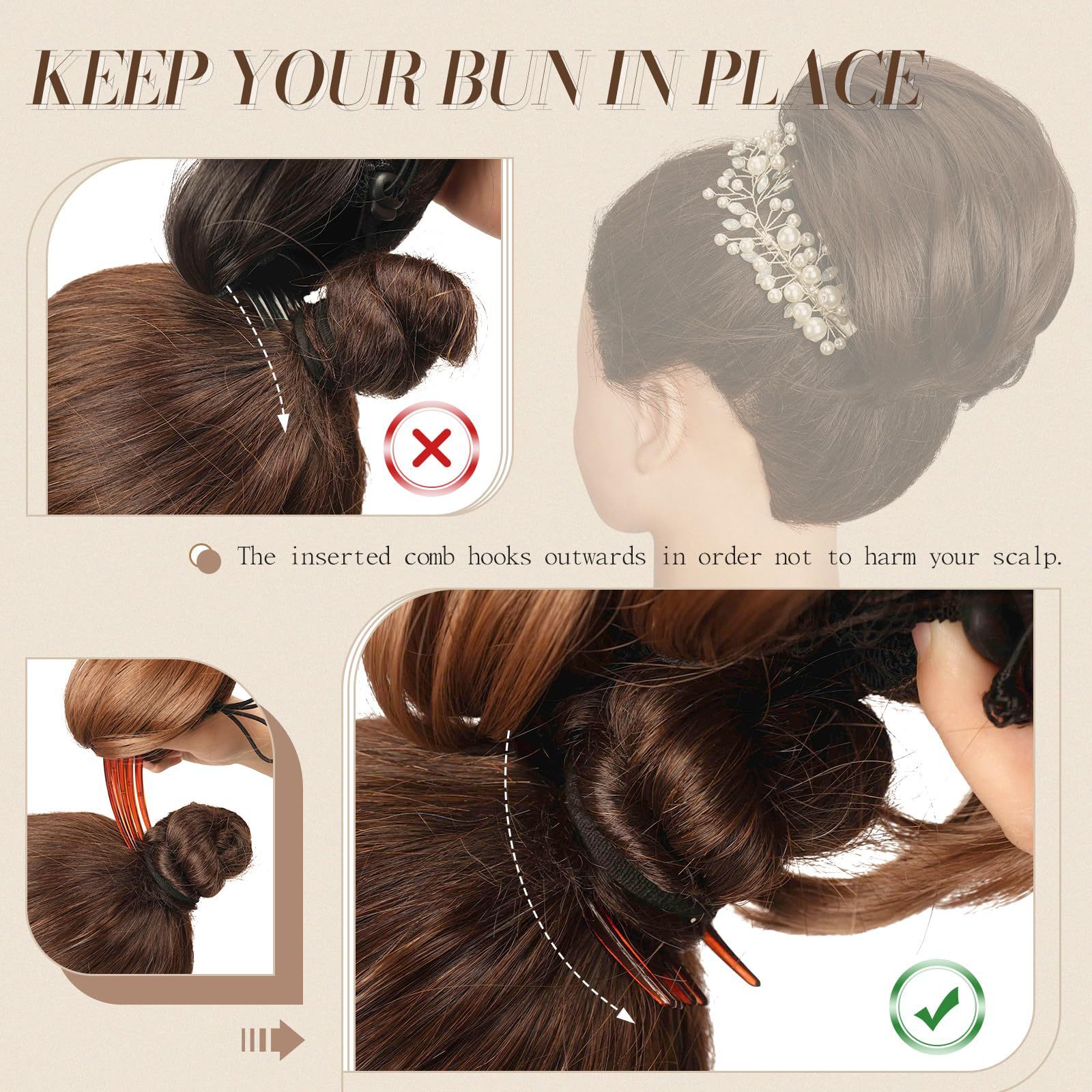 Large Comb Claw On Ponytails Short Wavy Bun Hair Piece Drawstring Pony Extension