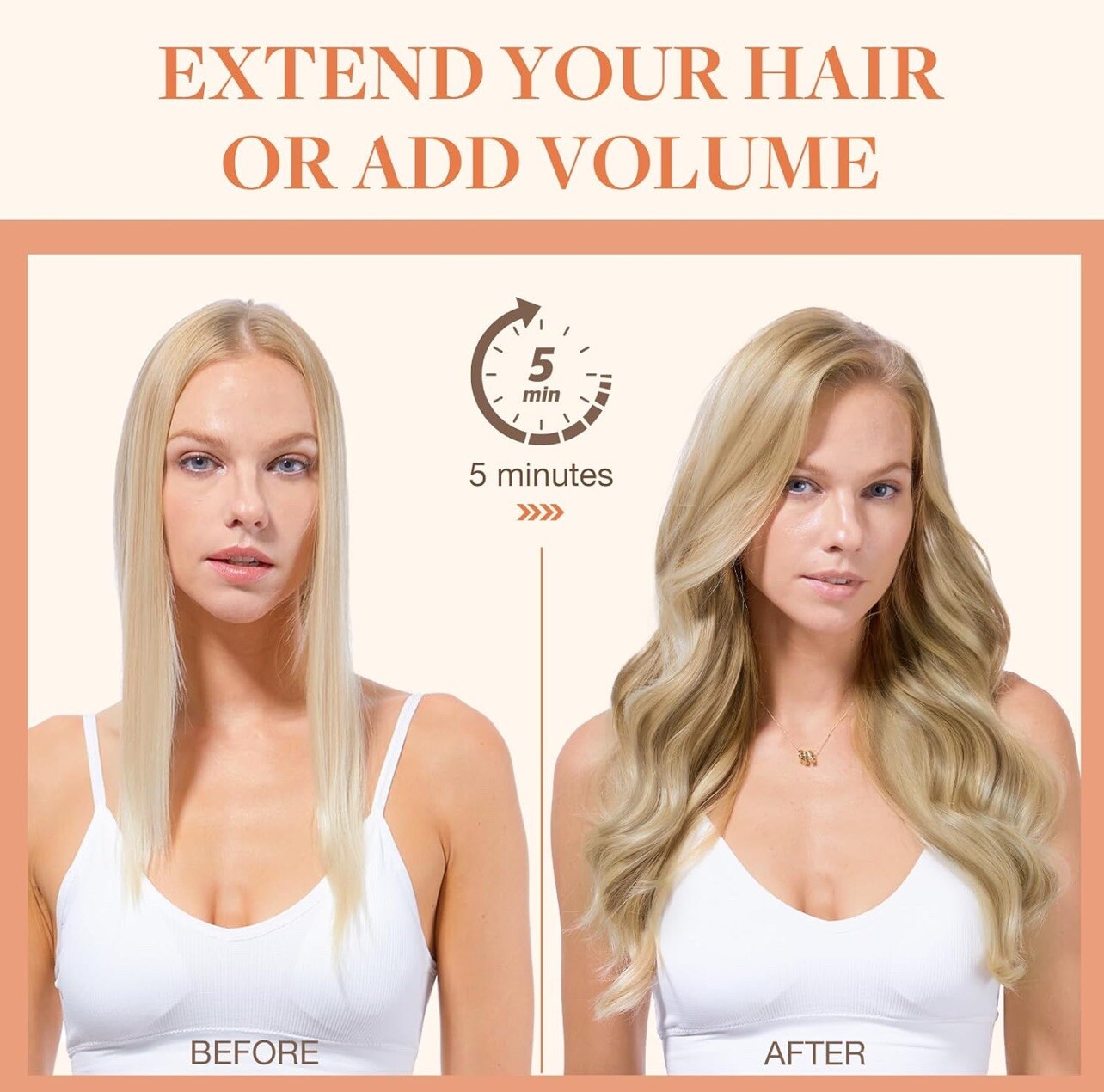 GOO GOO Invisi Edge Clip in Hair Extensions, 16inch 110g 7Pcs, Injected Seamless