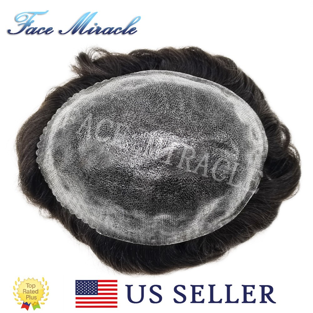 Mens Toupee Hairpiece Thin Skin Toupee for Men Human Hair System Wigs PU Inject