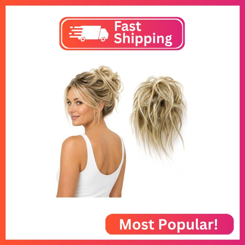 CAISHA XXL Hairpiece Scrunchie Updo Voluminous Slightly Wavy Messy Bun Blonde Mi