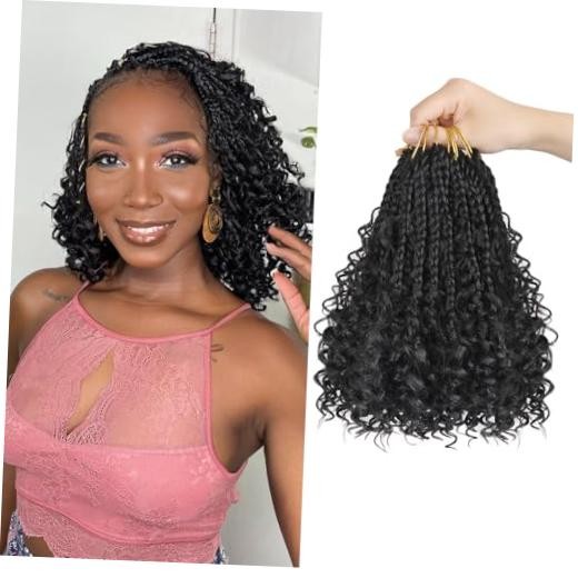 Goddess Box Braids Crochet Hair – 8 Inch Pre Looped Boho 8 Inch (Pack of 8) 1B