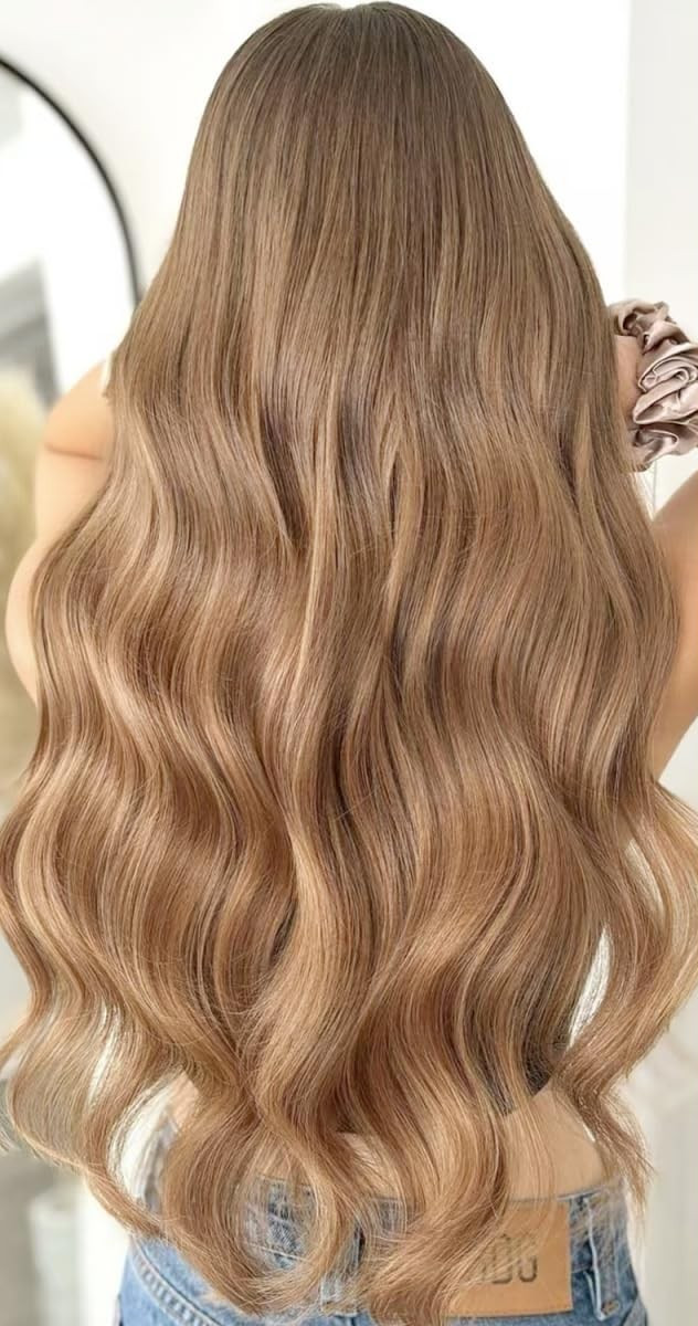 100% Real Remy Human Hair Extensions Full Head Colors #27 Dark Blonde Length 24″
