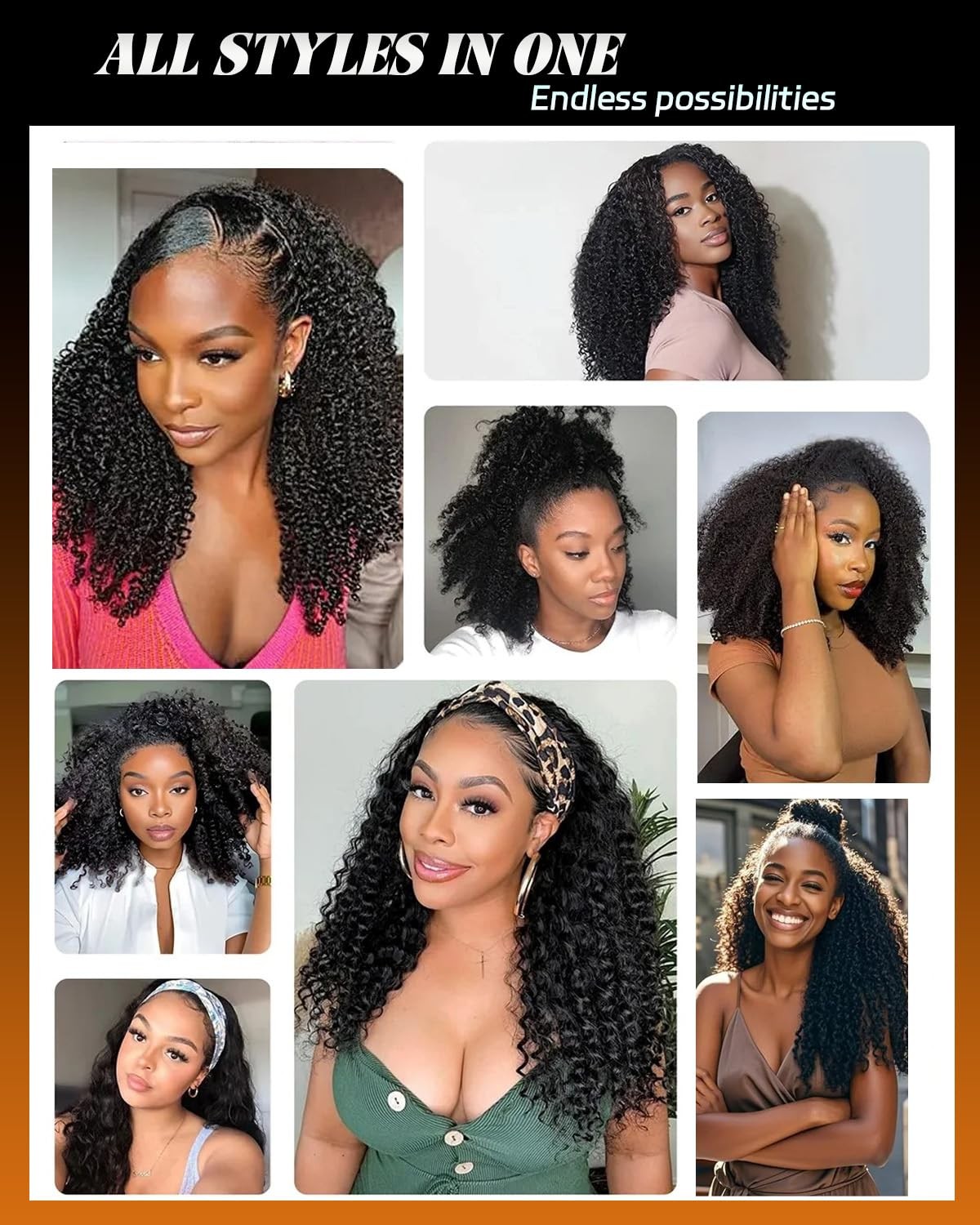 Sherico Kinky Curly Half Wig Human Hair 200 Density 3 In 1 Seamless Flip Over