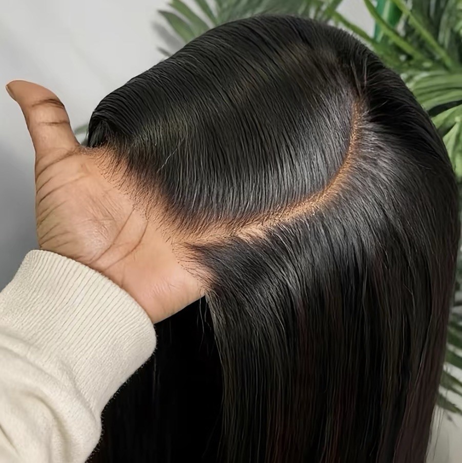 13×6 Glueless 14 inch Lace Front Wig Straight Black C-Part Free-Part Women