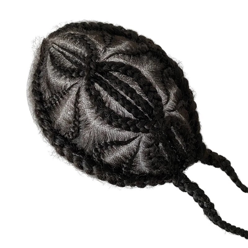Full Lace Afro Curl Mens Toupee African American Human Black Braids