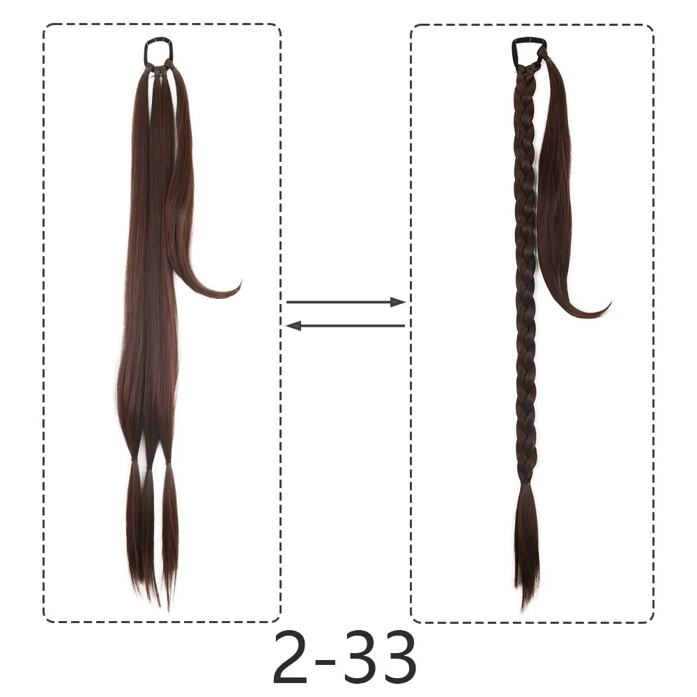 Synthetic Braided Ponytail Hair Extensions Natural Long Black Blonde Hairpiece